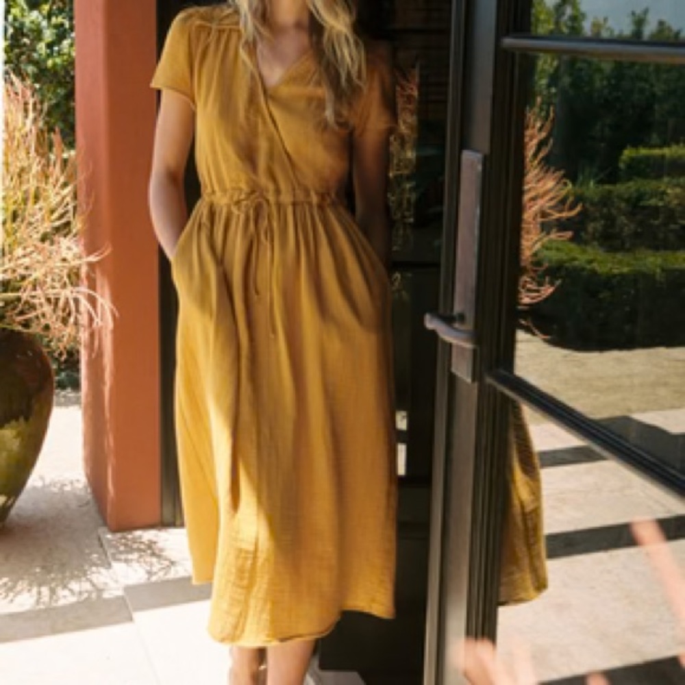 Christy Dawn The Dawn Dress Medium Mustard Gauze Gold Yellow